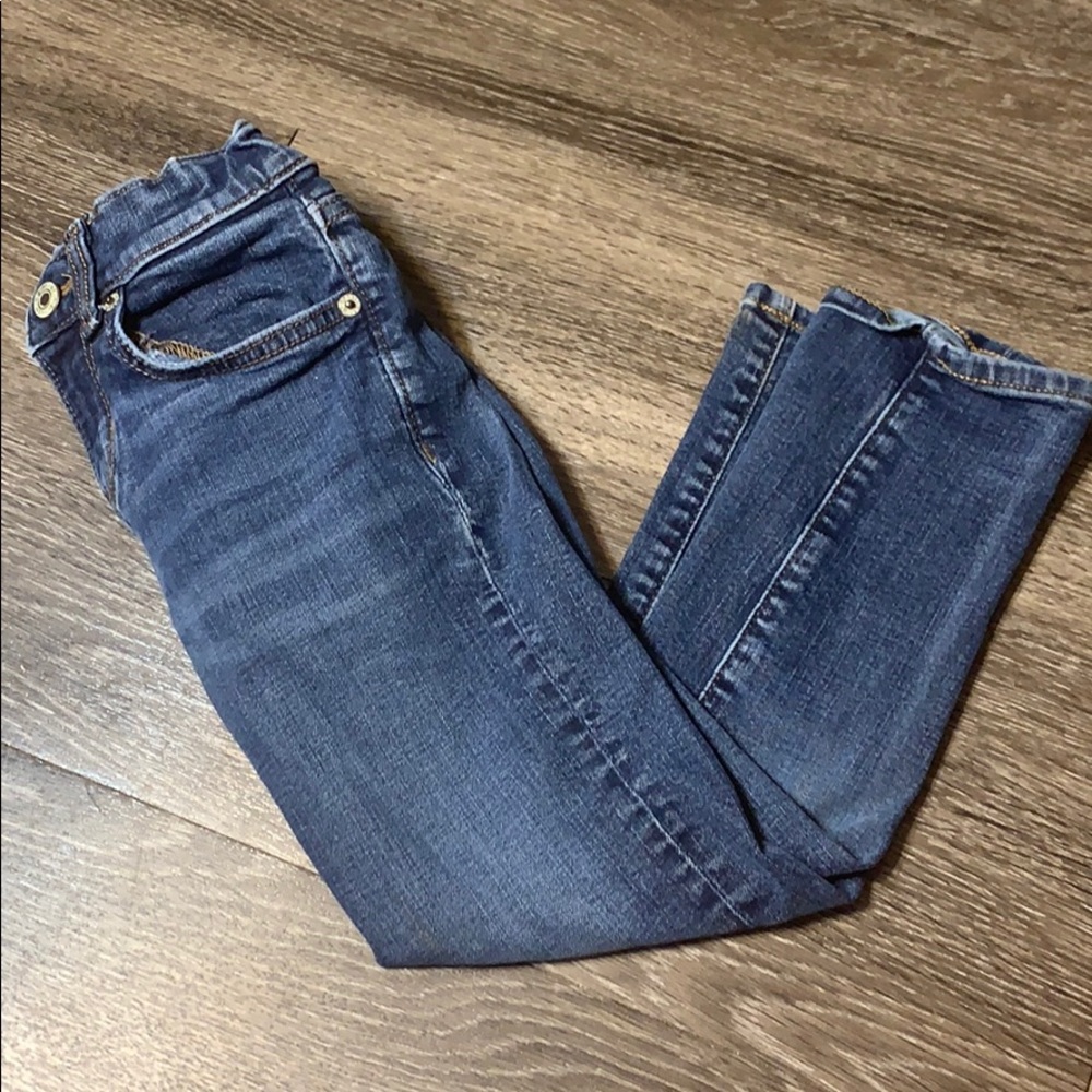Old navy blue jeans . Karate